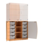 Wellentüren-Unterschrank, 99 cm hoch, 105x50 cm (B/T), Tür rechts grau, 